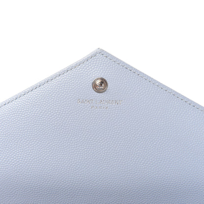 Saint Laurent Grain De Poudre Matelasse Chevron Monogram Chain Wallet Sky Blue 8 of 10