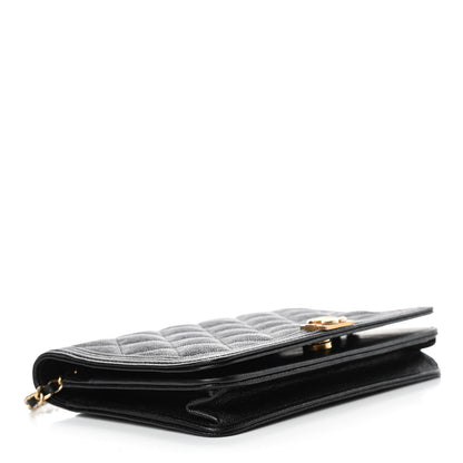 Chanel Caviar Quilted Boy Wallet On Chain WOC Black 3 of 5