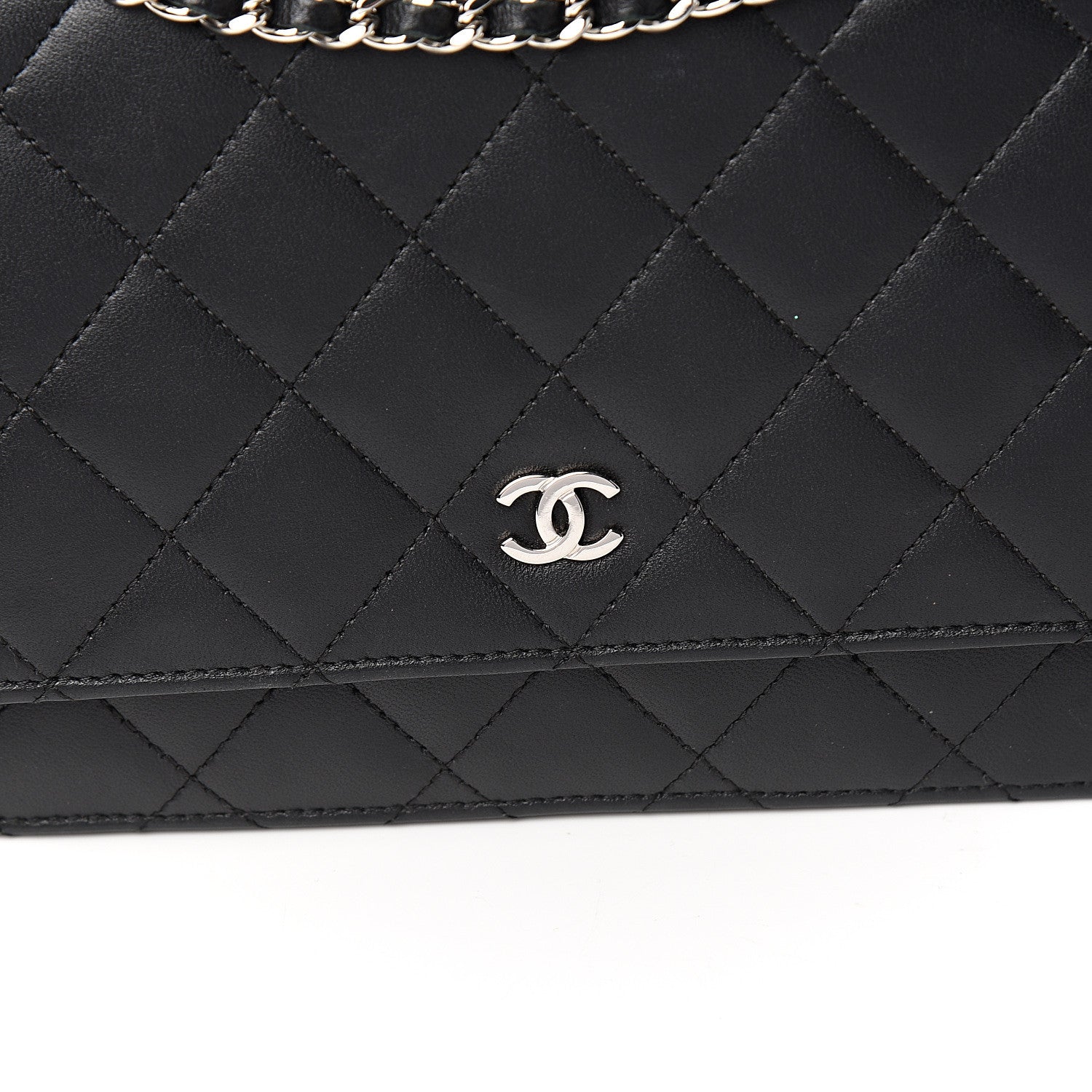 Chanel Lambskin Quilted Wallet On Chain WOC Black 10 of 10
