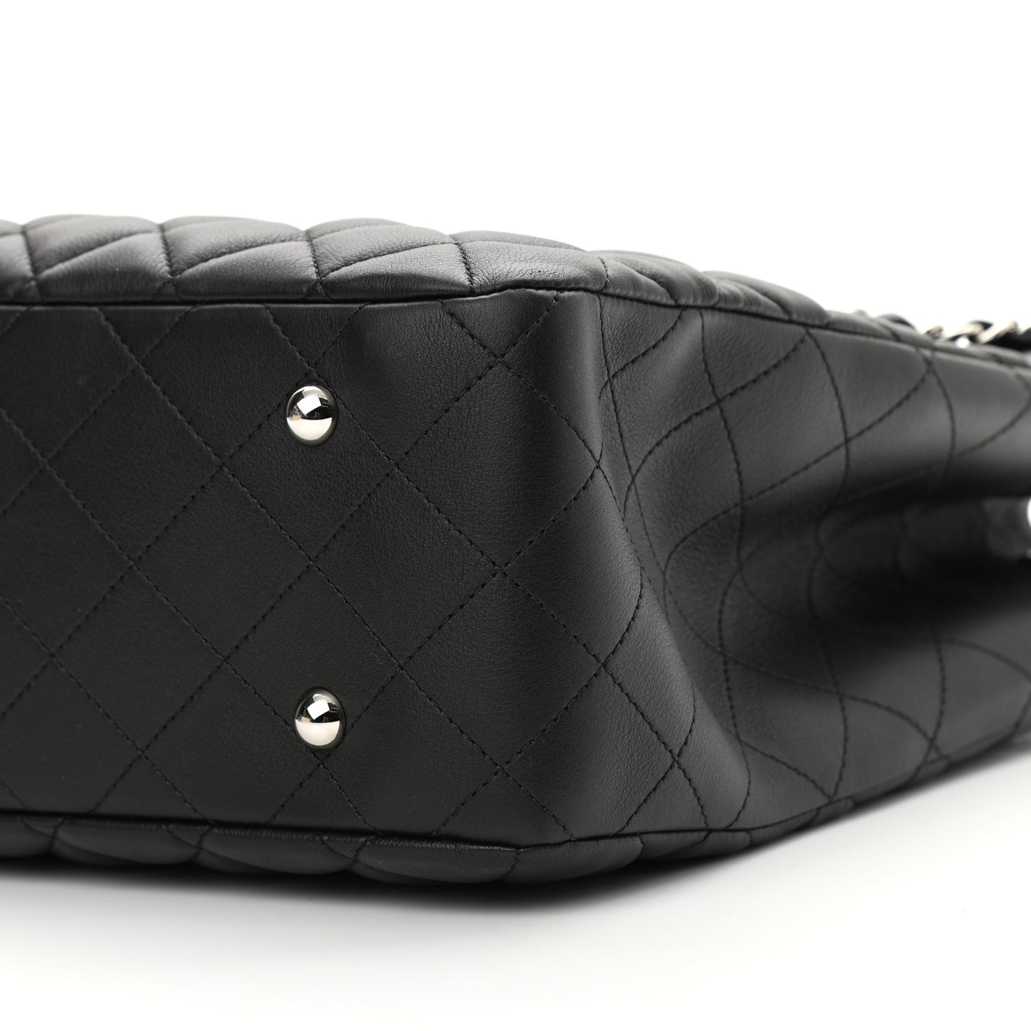 Calfskin Quilted Large Classic Shopping Tote Black