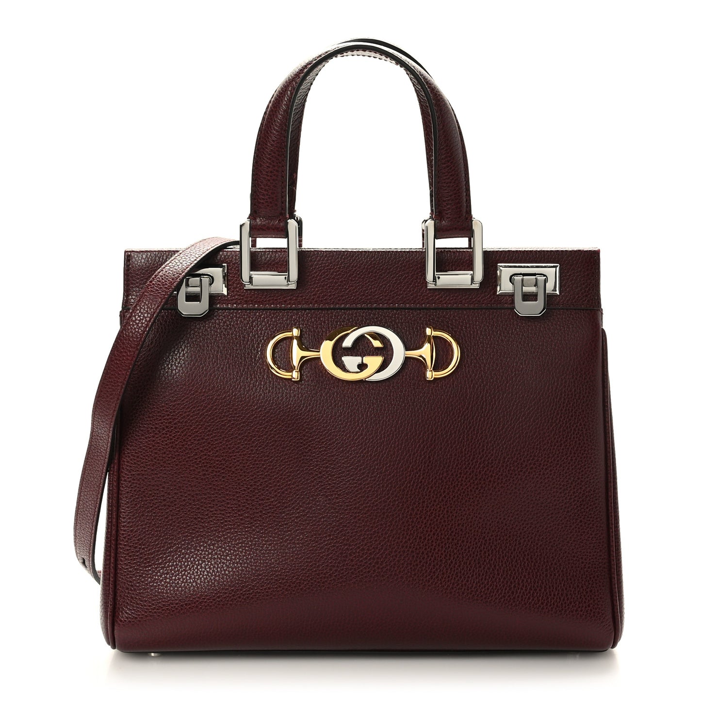 Grainy Calfskin Small Zumi Top Handle Bag Vintage Bordeaux