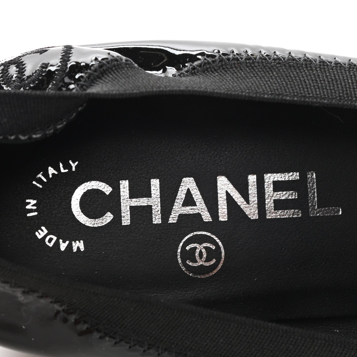 Chanel Lambskin Patent CC Elastic Stretch Pumps 36.5 Black 7 of 9