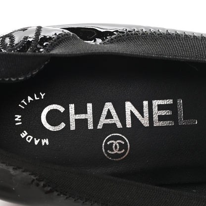 Chanel Lambskin Patent CC Elastic Stretch Pumps 36.5 Black 7 of 9