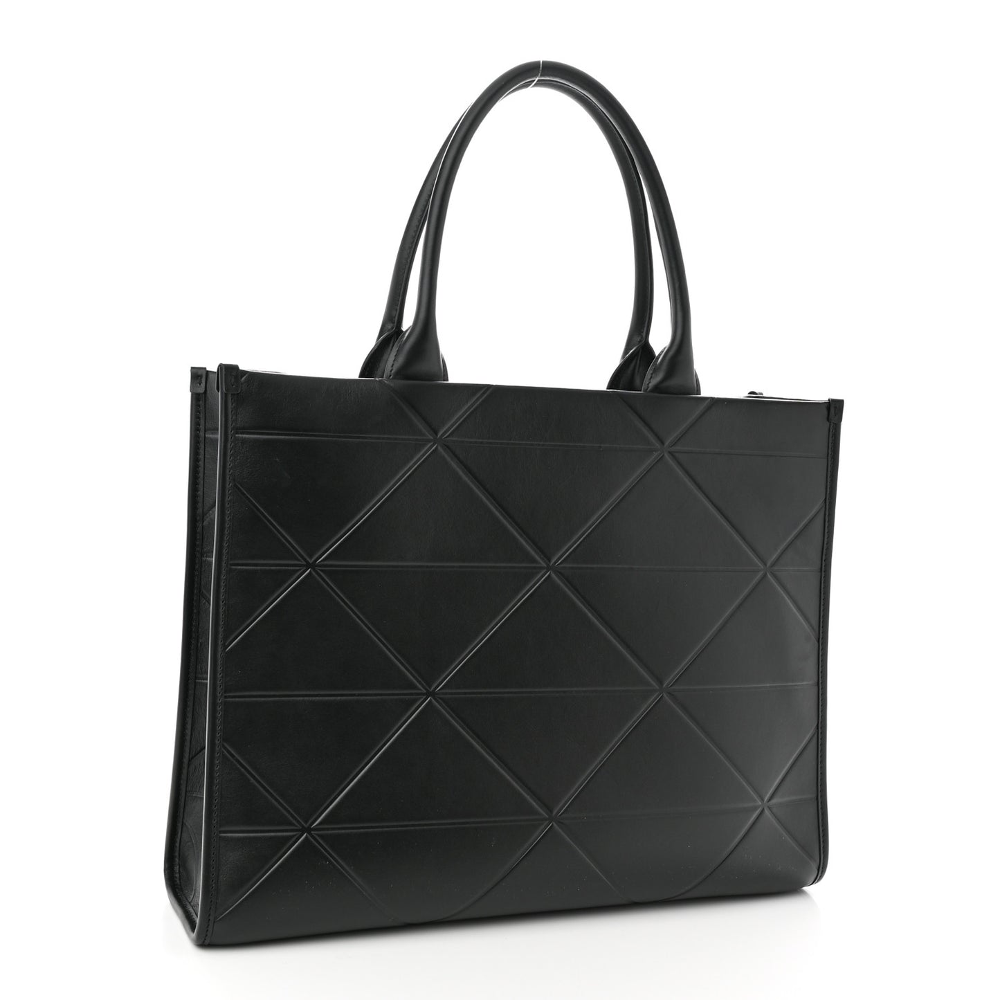 Soft Calfskin Triangolo Symbole Embossed Large Tote Black