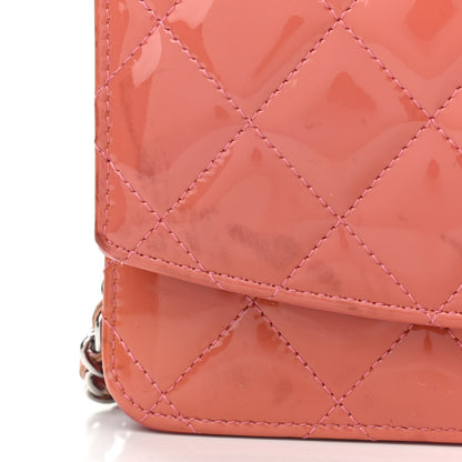 Chanel Patent Quilted Brilliant Wallet On Chain WOC Coral 13 of 15
