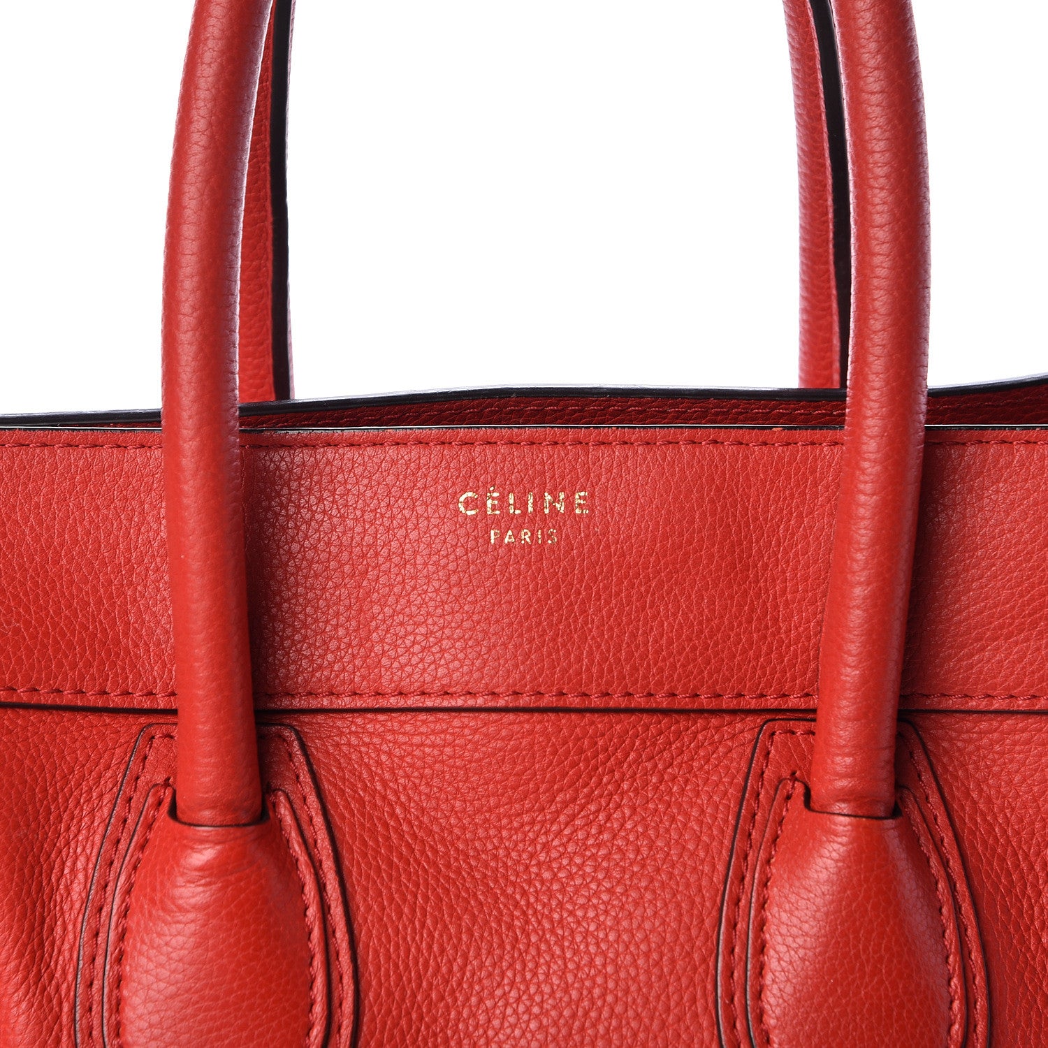 Celine Drummed Calfskin Mini Luggage Coquelicot 7 of 14