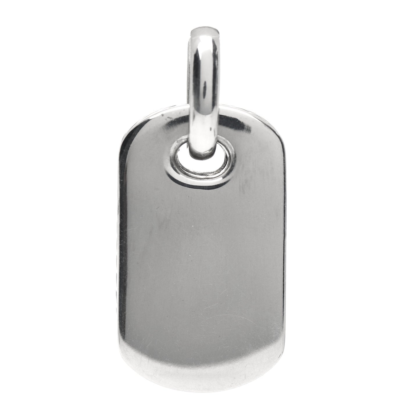 Sterling Silver Diamond Mother Of Pearl 16mm Dog Tag Pendant