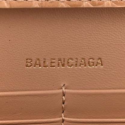 Balenciaga Shiny Calfskin Crocodile Embossed Hourglass Chain Bag Nude Beige 5 of 10