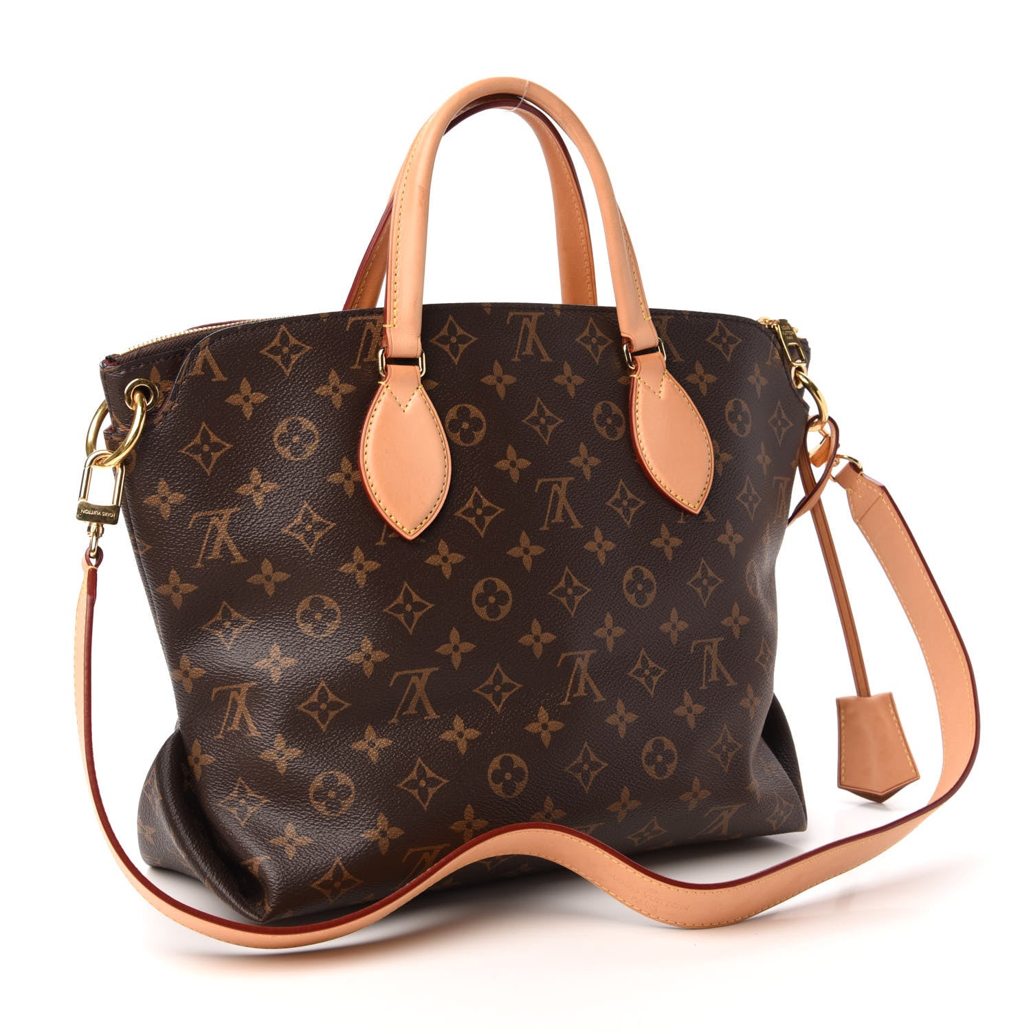 Louis Vuitton Monogram Flower Zipped Tote MM Beige 3 of 11