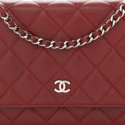 Chanel Caviar Quilted Wallet on Chain WOC Burgundy 9 of 14