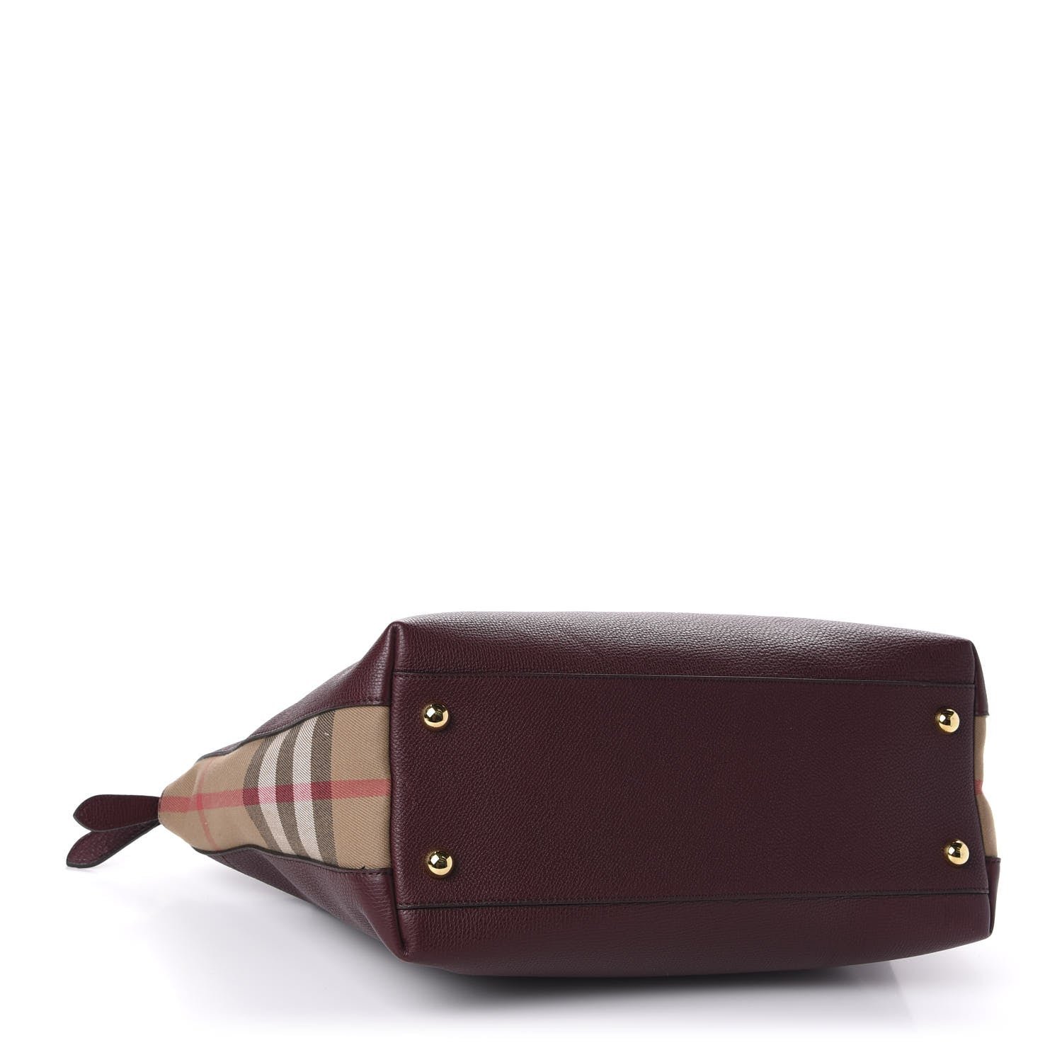 Burberry Derby Calfskin House Check Medium Welburn Tote Mahogany Red 4 of 10