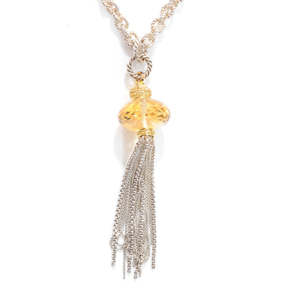 David Yurman Sterling Silver 18k Citrine Tassel Necklace 3 of 8