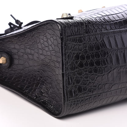 Balenciaga Calfskin Crocodile Embossed Giant 12 Gold Hardware City Black 8 of 9