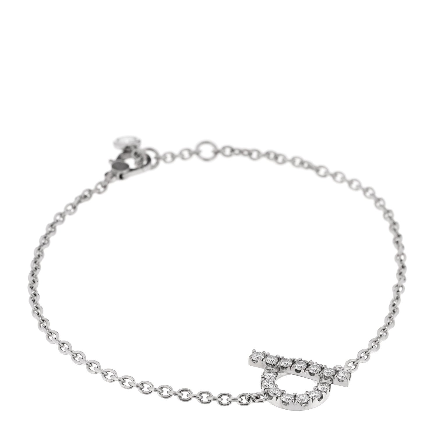 Hermes 18K White Gold Diamond Finesse Bracelet LG 1 of 5