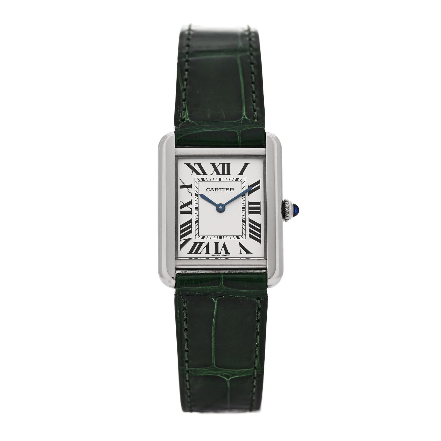 Stainless Steel Alligator 24mm Tank Solo Quartz Watch Green