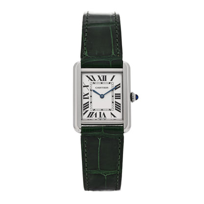 Cartier Stainless Steel Alligator 24mm Tank Solo Quartz Watch Green 1 of 4
