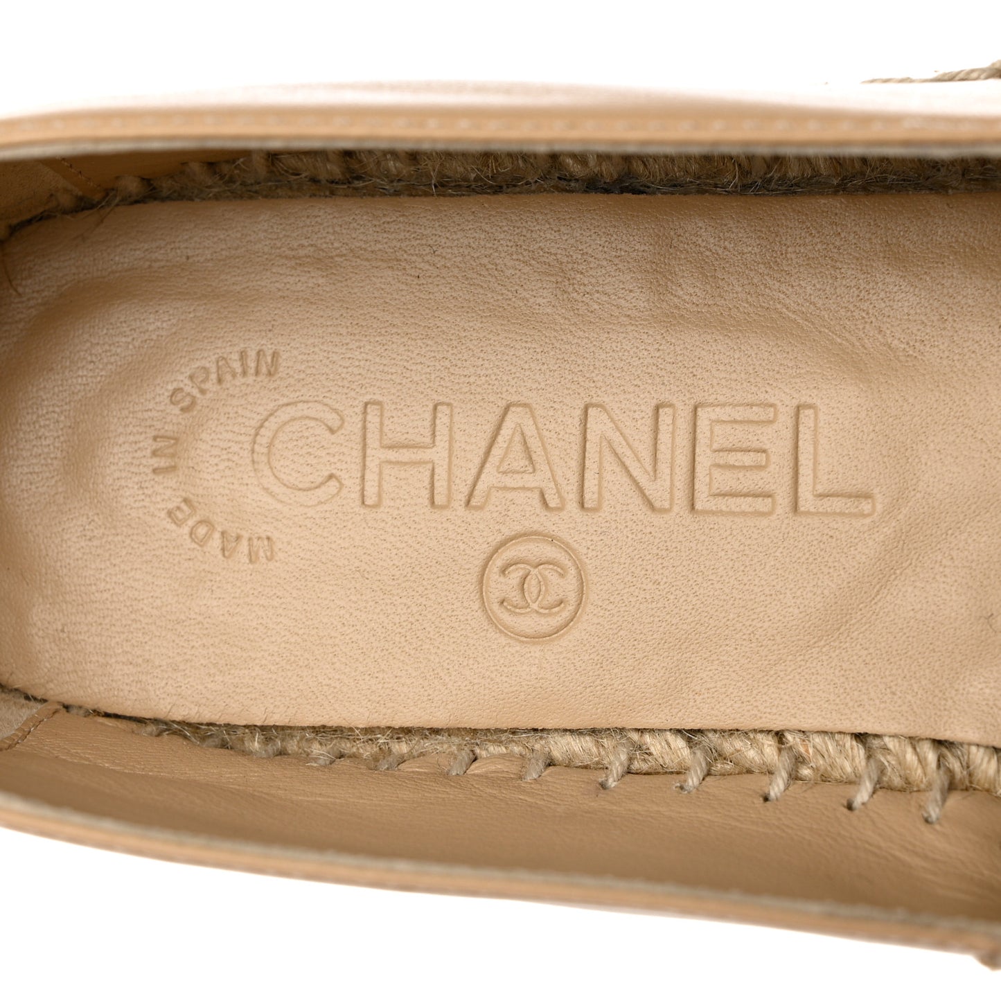 Lambskin CC Espadrilles 36 Beige Black