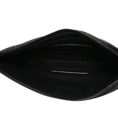 Saint Laurent Grain De Poudre Chevron Monogram Bill Pouch Black 5 of 10