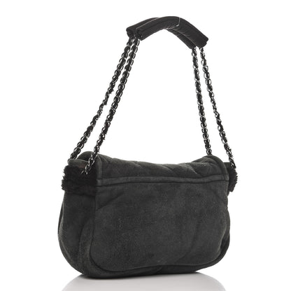 Chanel Shearling Quilted Mademoiselle Flap Black 3 of 10