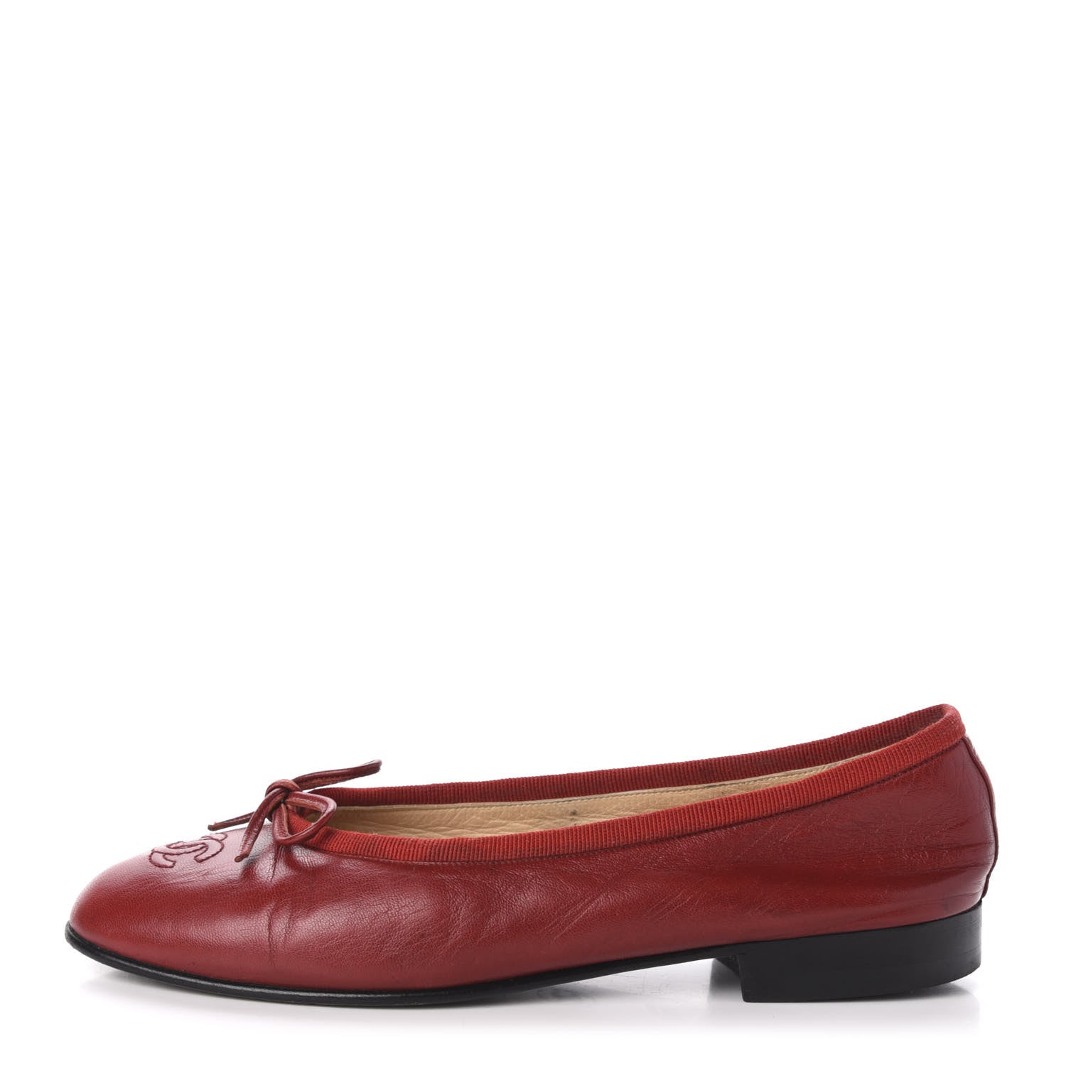 Chanel Goatskin CC Ballerina Flats 36.5 Red 1 of 8
