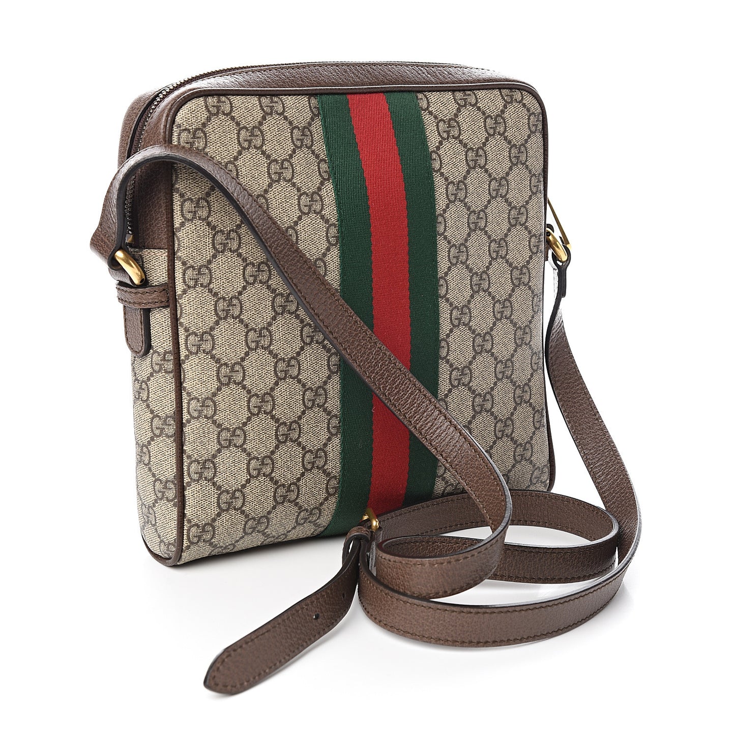 GG Supreme Monogram Web Small Ophidia Messenger Bag Brown
