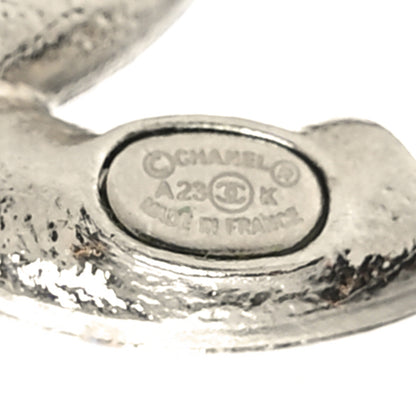 Chanel Crystal Enamel CC Earrings Silver Black 4 of 4