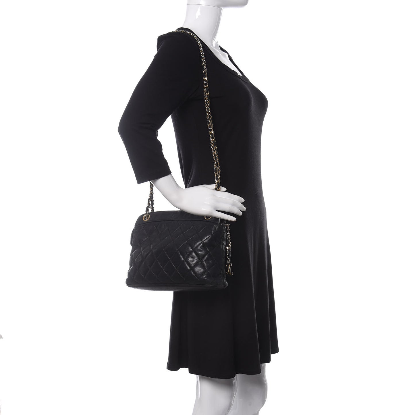 Lambskin Quilted Shoulder Bag Black