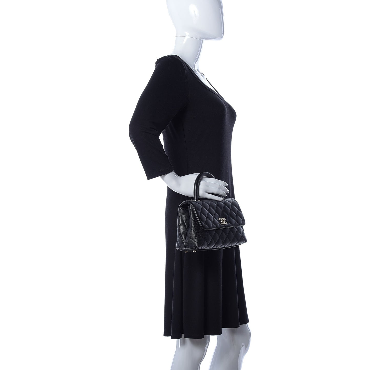 Caviar Quilted Mini Coco Handle Flap Black