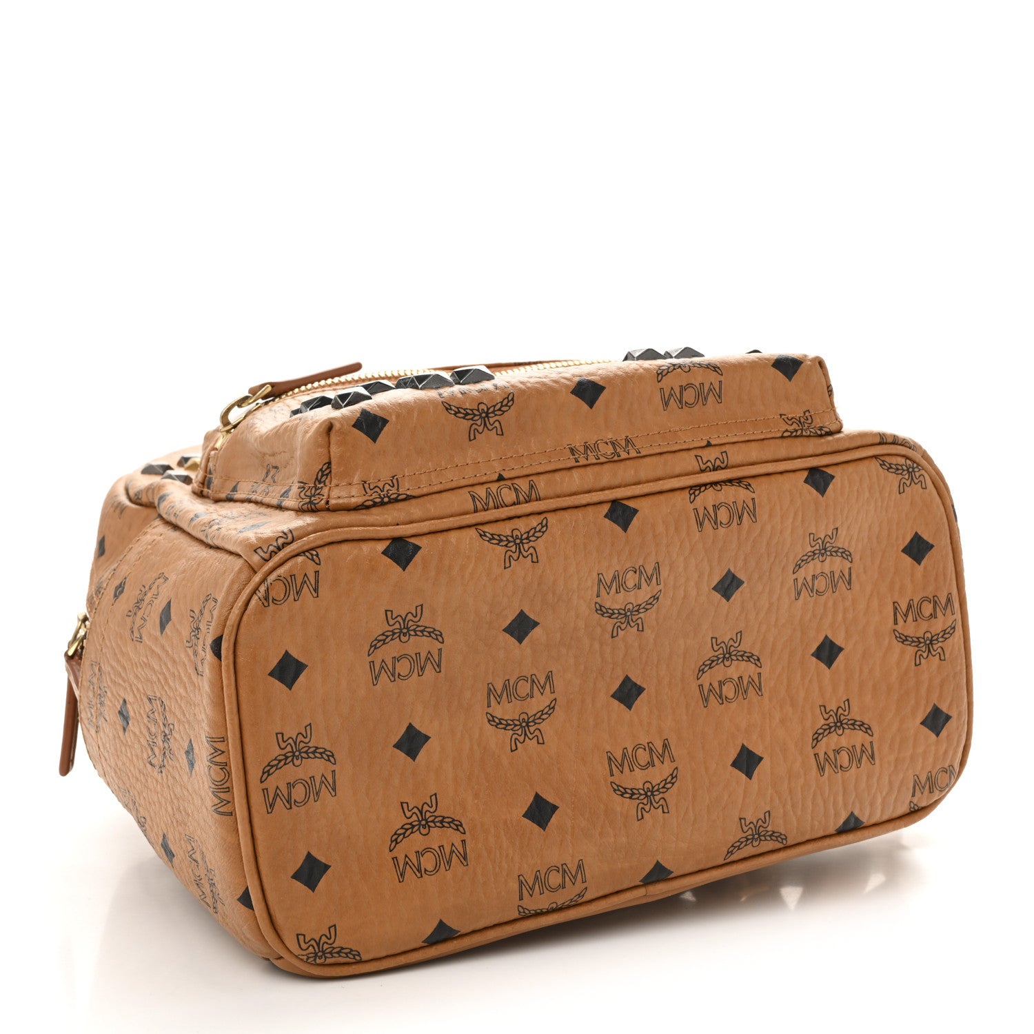 MCM Visetos Studded Small Stark M Backpack Cognac 1800871