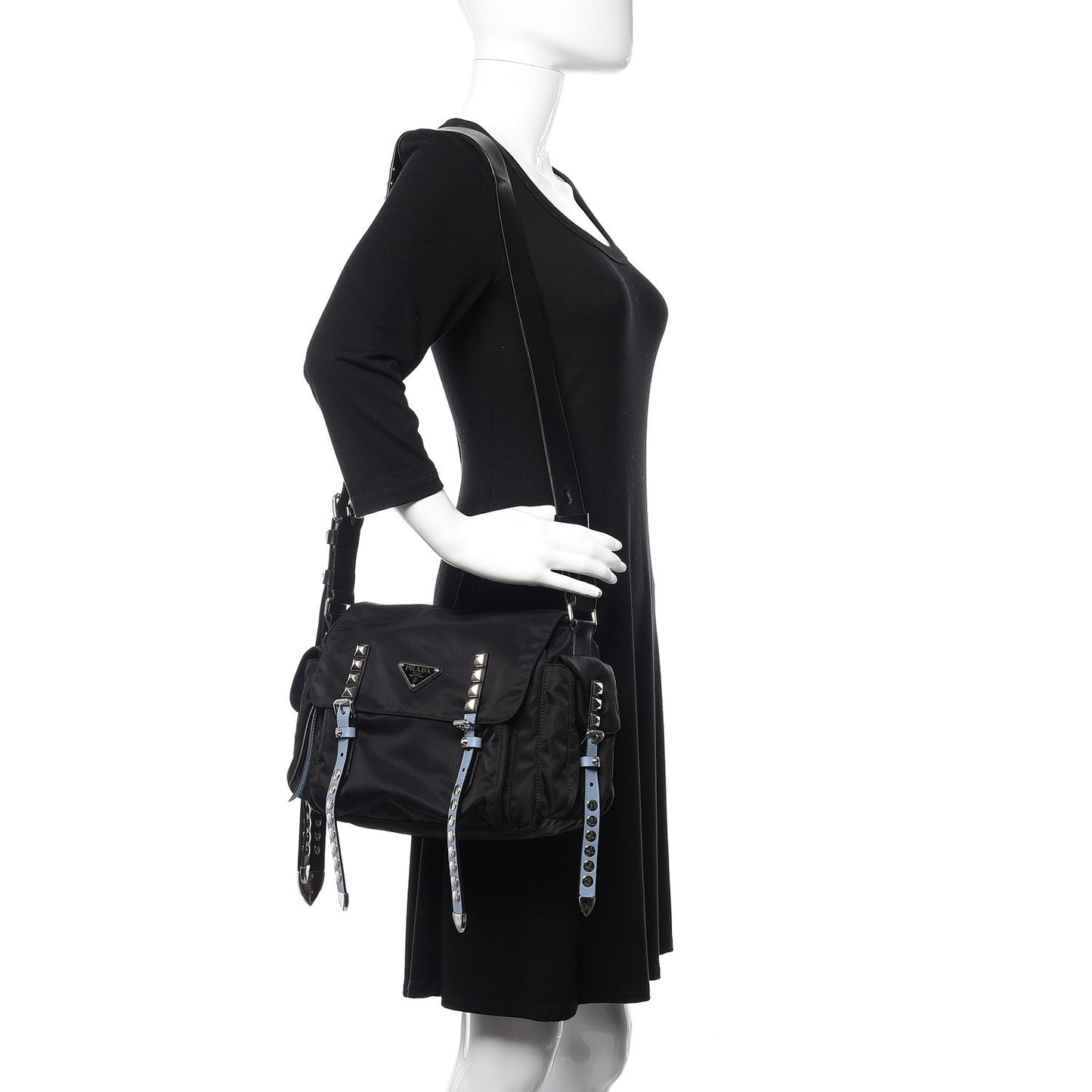 Nylon New Vela Studded Messenger Black Astrale