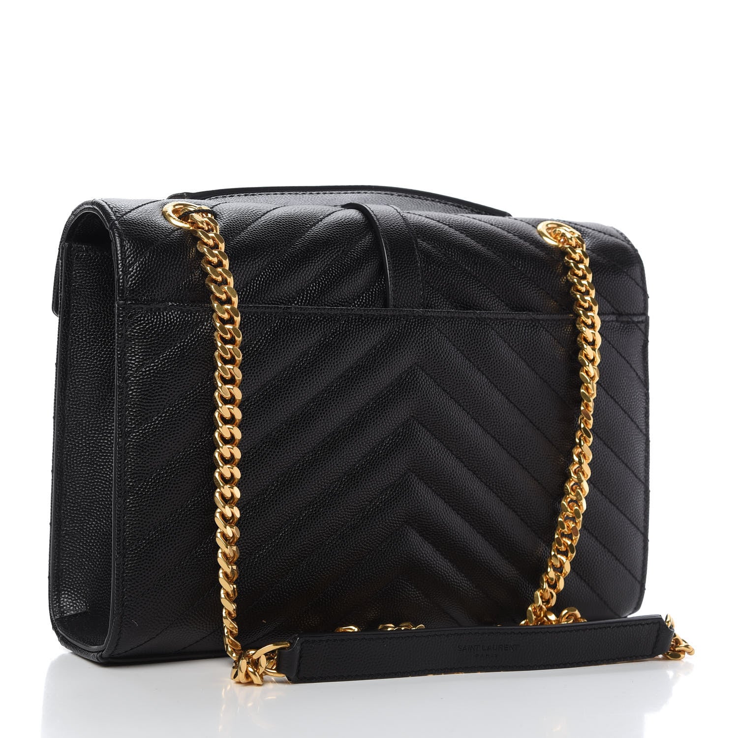 Saint Laurent Grain De Poudre Matelasse Chevron Medium Monogram Satchel Black 3 of 9