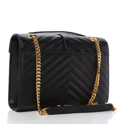 Saint Laurent Grain De Poudre Matelasse Chevron Medium Monogram Satchel Black 3 of 9