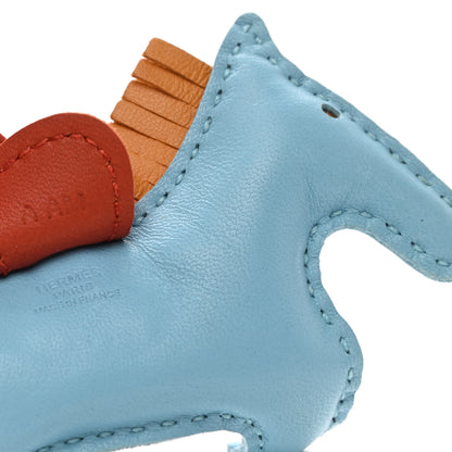 Hermes Milo Lambskin Grigri Rodeo Horse Bag Charm PM Celeste Naturel Bouton D'Or Cornaline 4 of 6