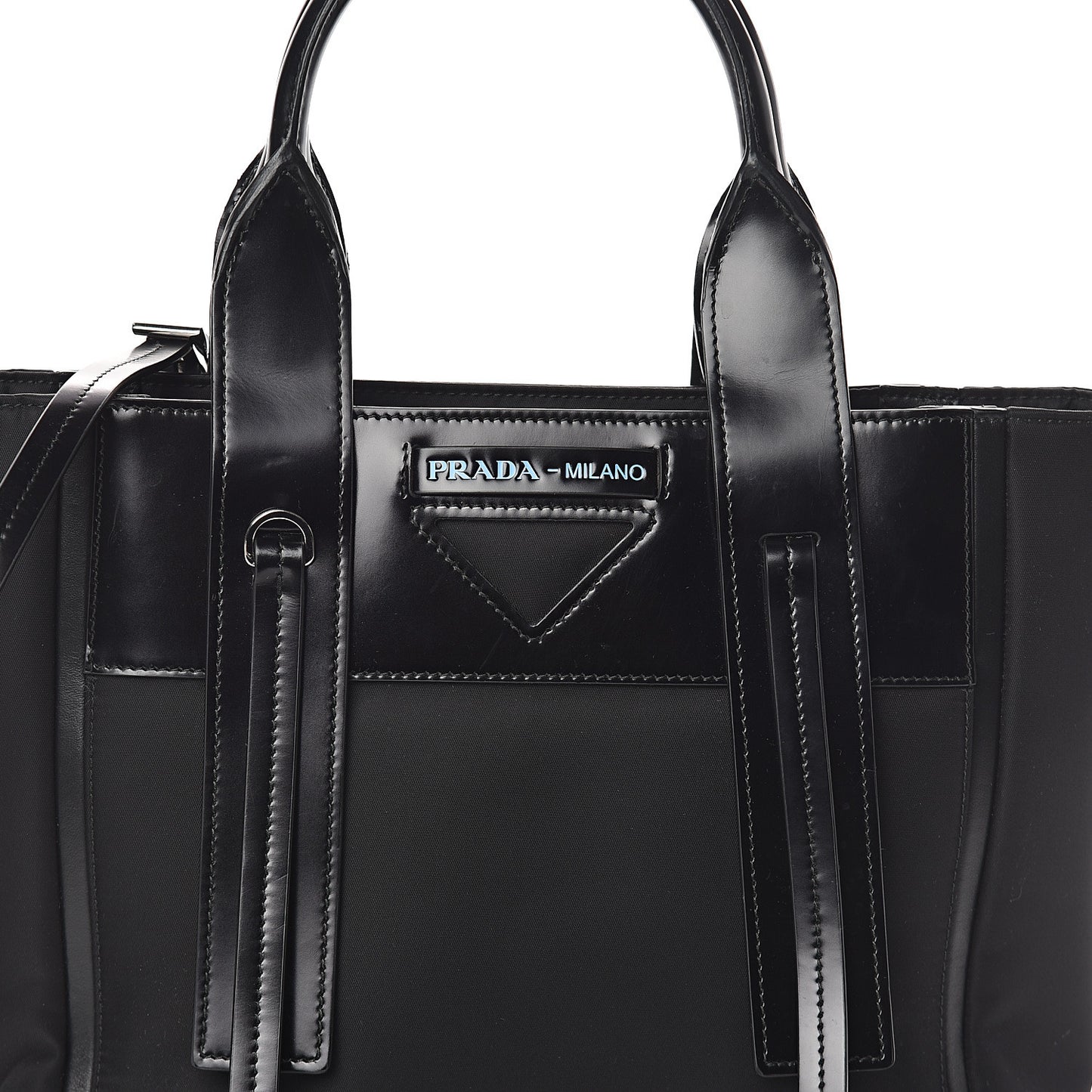 Tessuto Nylon Spazzolato Small Ouverture Top Handle Bag Black