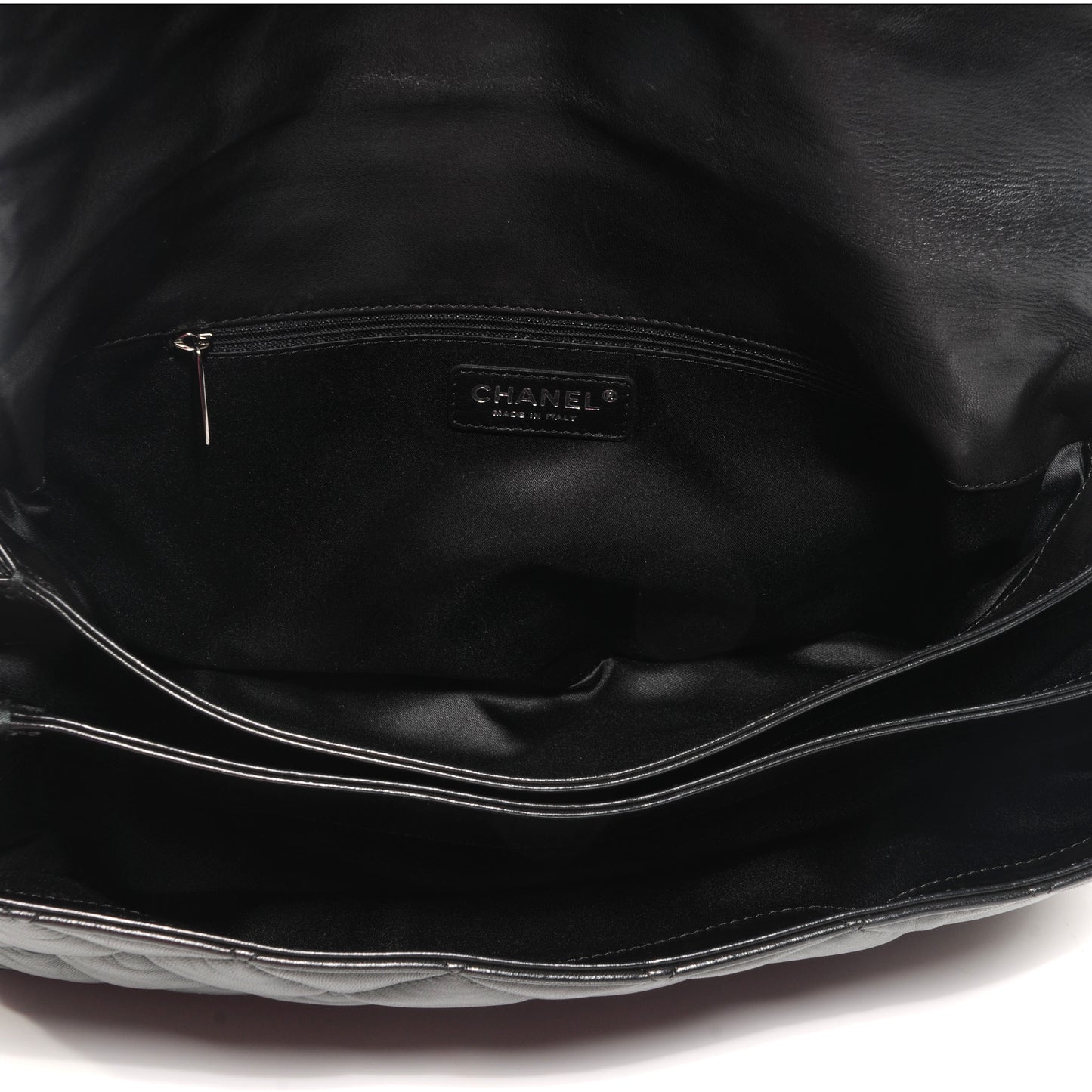 Lambskin Quilted Maxi 3 Flap Black