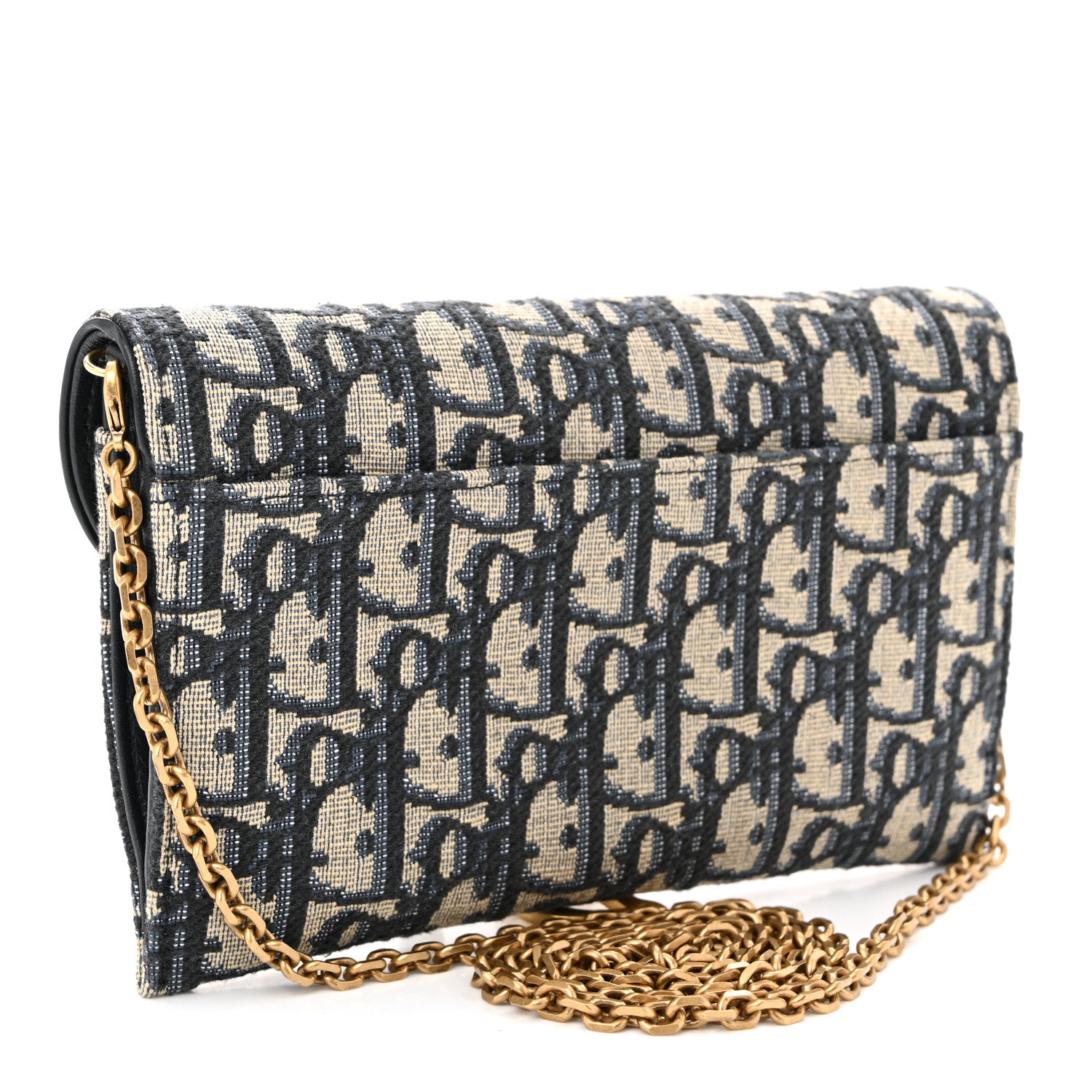 Christian Dior Oblique Saddle Chain Long Wallet Blue 3 of 10