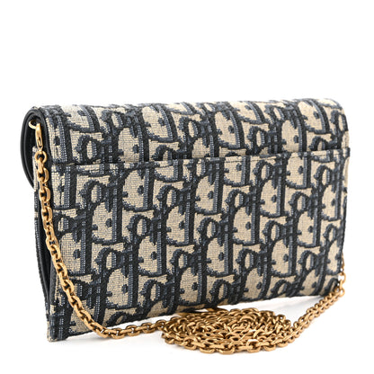 Christian Dior Oblique Saddle Chain Long Wallet Blue 3 of 10