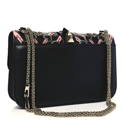 Valentino Garavani Vitello Crystal Loveblade Embellished Medium Glam Lock Rockstud Flap Black 3 of 12