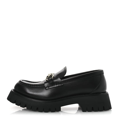 Gucci Betis Glamour Calfskin Womens Horsebit Loafers 37.5 Black 1 of 12