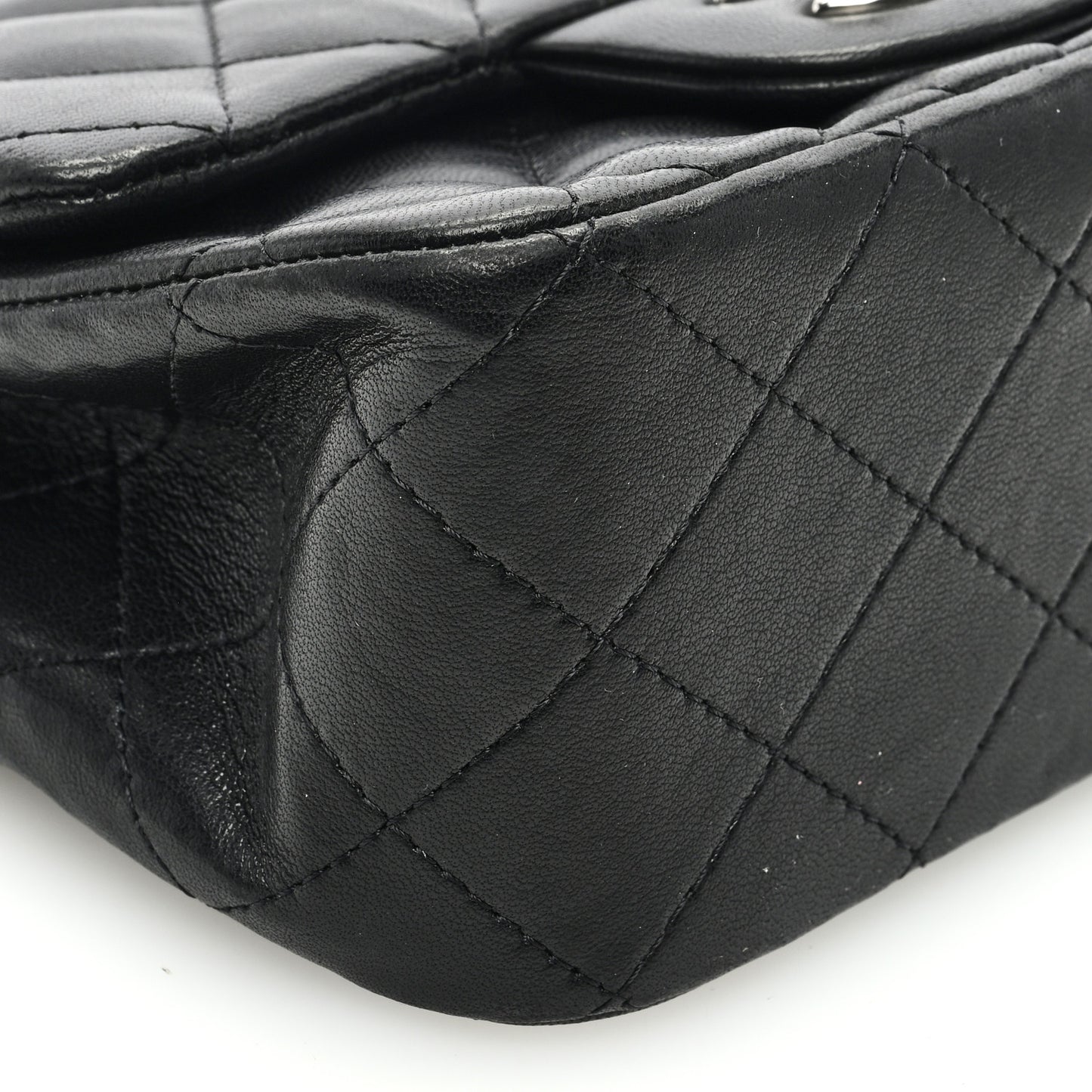 Lambskin Quilted Mini Square Flap Black