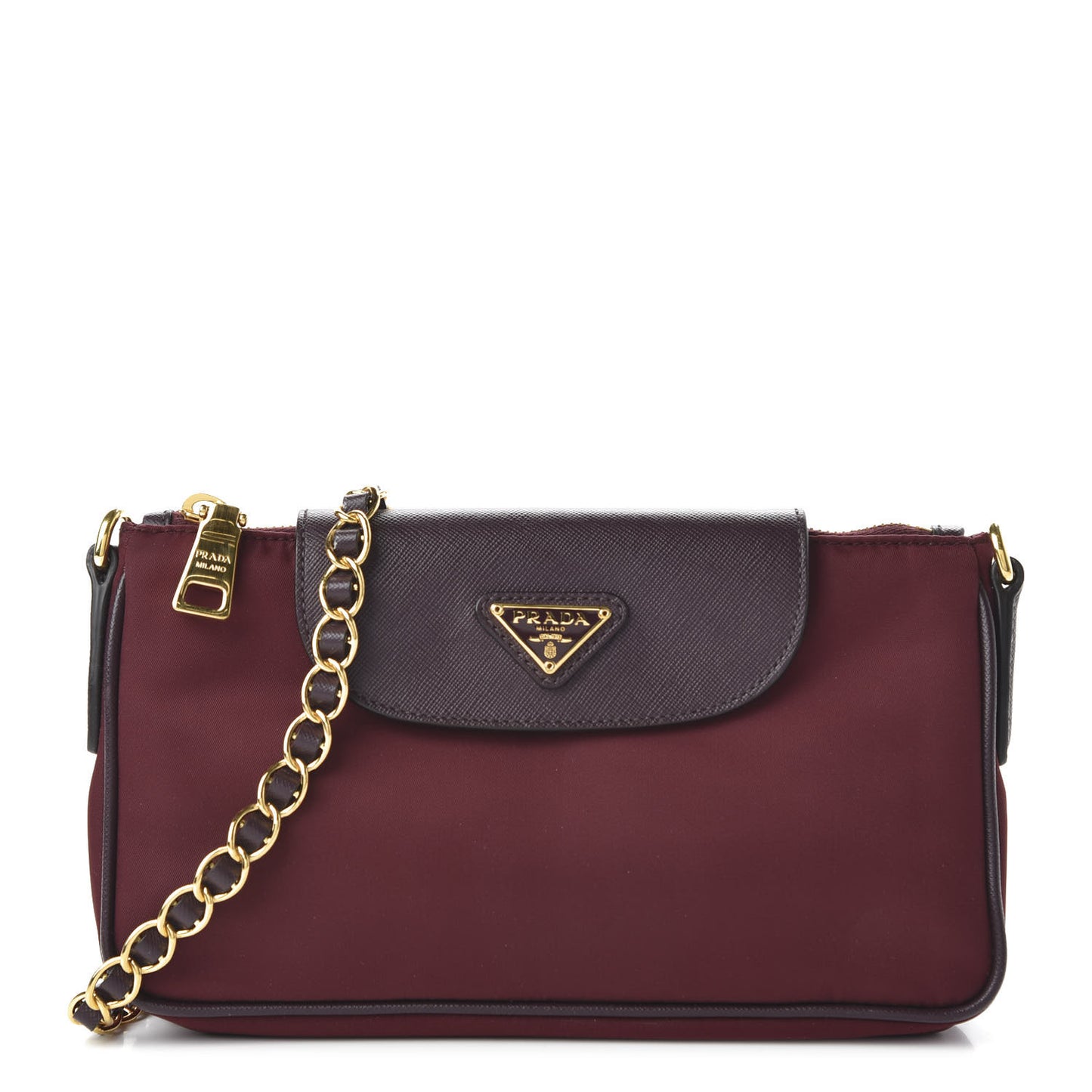 Tessuto Nylon Saffiano Crossbody Bag Granato
