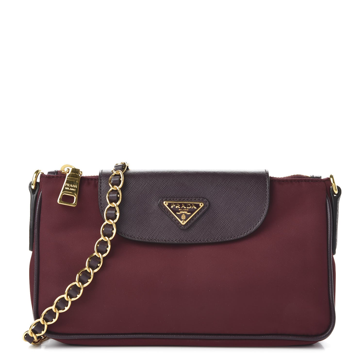 Prada Tessuto Nylon Saffiano Crossbody Bag Granato 1 of 9