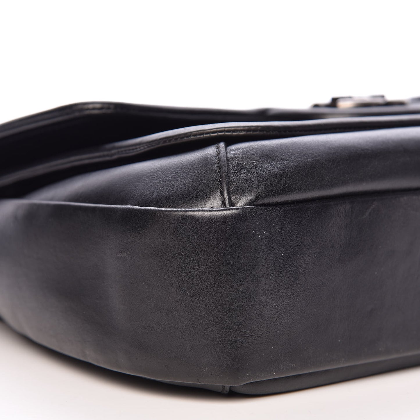 Calfskin Quilted Large Prestige Top Handle Flap Black