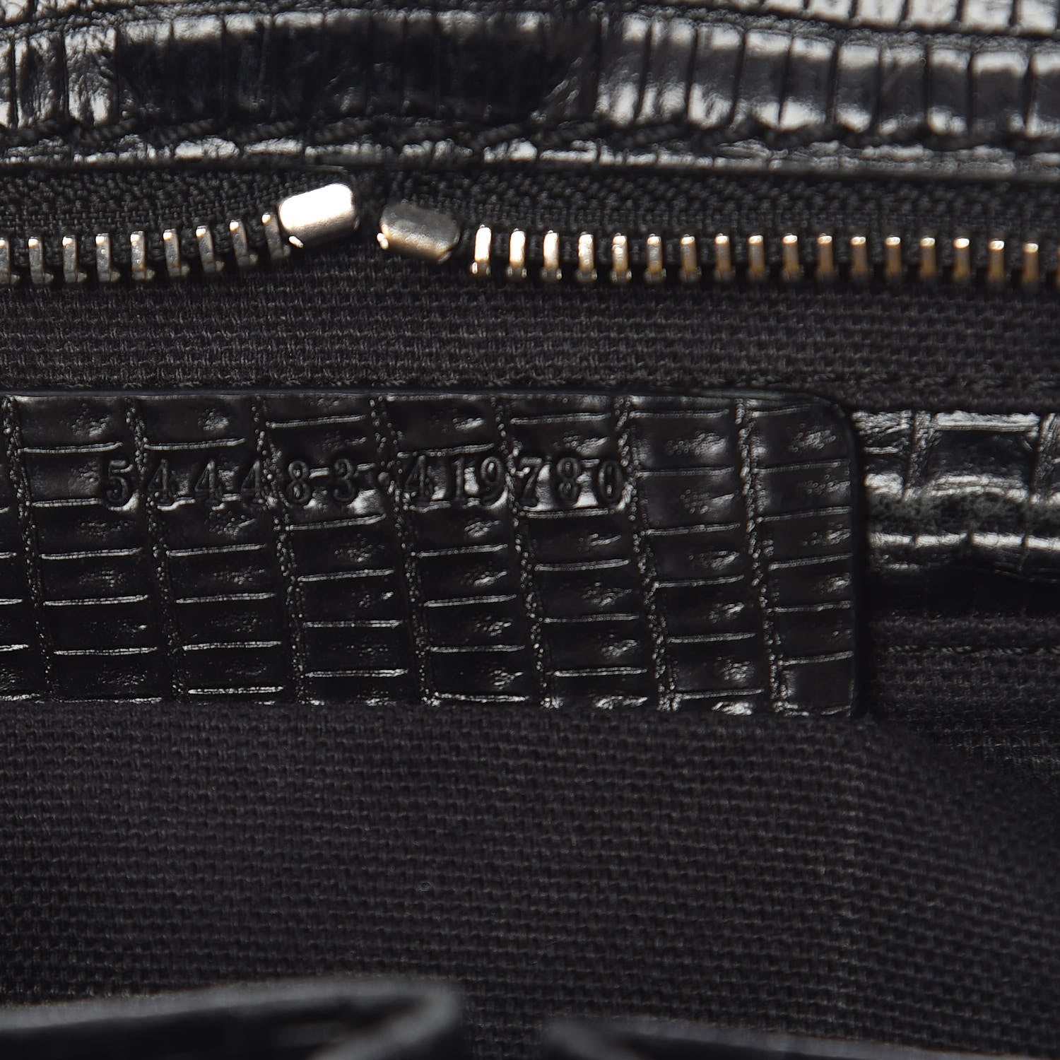 Alexander McQueen Calfskin Lizard Embossed Small Skull Padlock Zip Around Tote Black 7 of 12