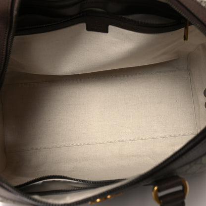 Gucci GG Supreme Monogram Textured Dollar Calfskin Web Medium Savoy Duffle Bag Beige Ebony New Acero 4 of 10