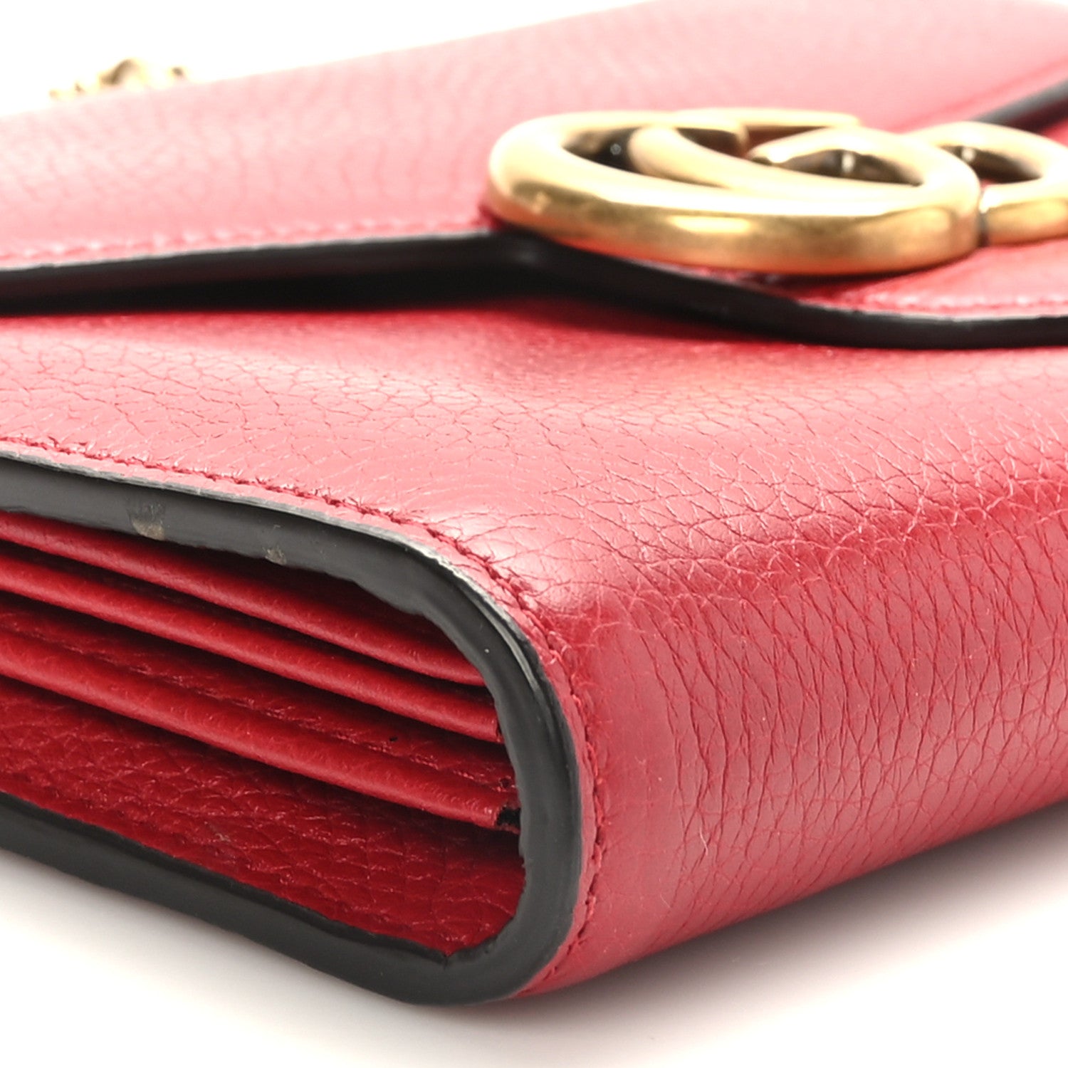 Gucci Calfskin GG Marmont Chain Wallet Vulcanic Red 8 of 9