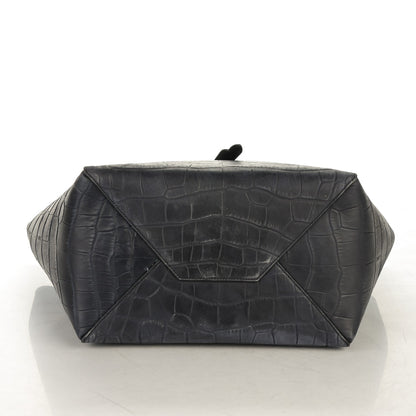 Celine Crocodile Embossed Nubuck Small Belt Cabas Phantom Navy Blue 5 of 8