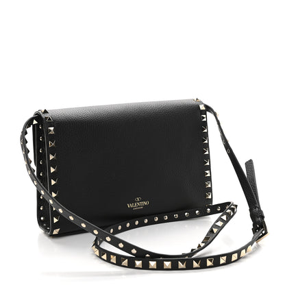 Valentino Garavani Pebbled Calfskin Medium Rockstud Flip Lock Crossbody Bag Black 3 of 8