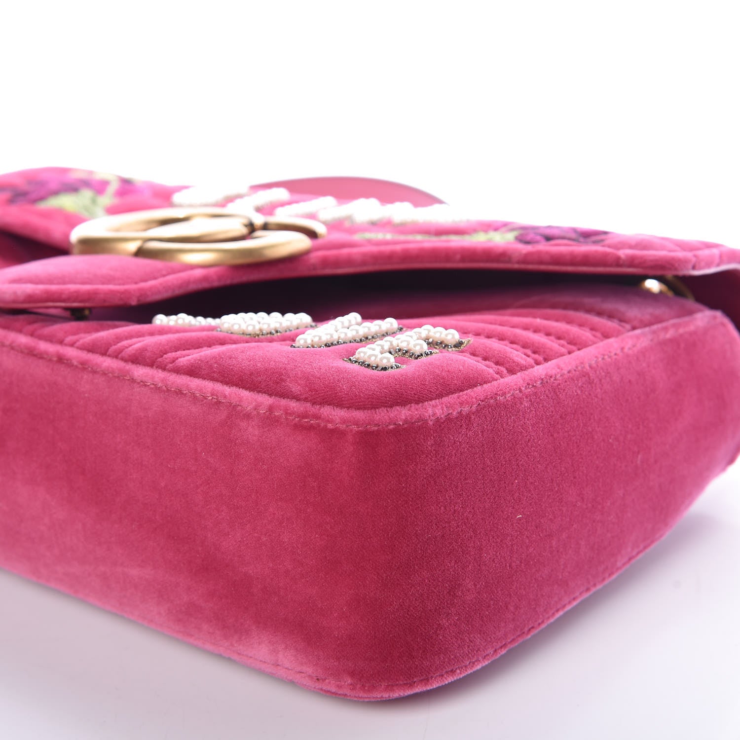 Gucci Velvet Matelasse Blind for Love Embroidered Medium GG Marmont Shoulder Bag Light Raspberry Rose Multicolor 9 of 9