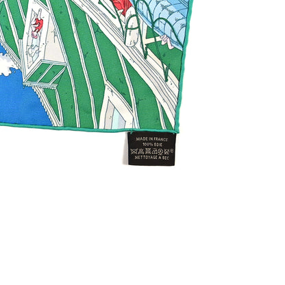 Hermes Silk Le Grand Prix Au Faubourg Scarf 90 Bleu Rose Menthol 3 of 3